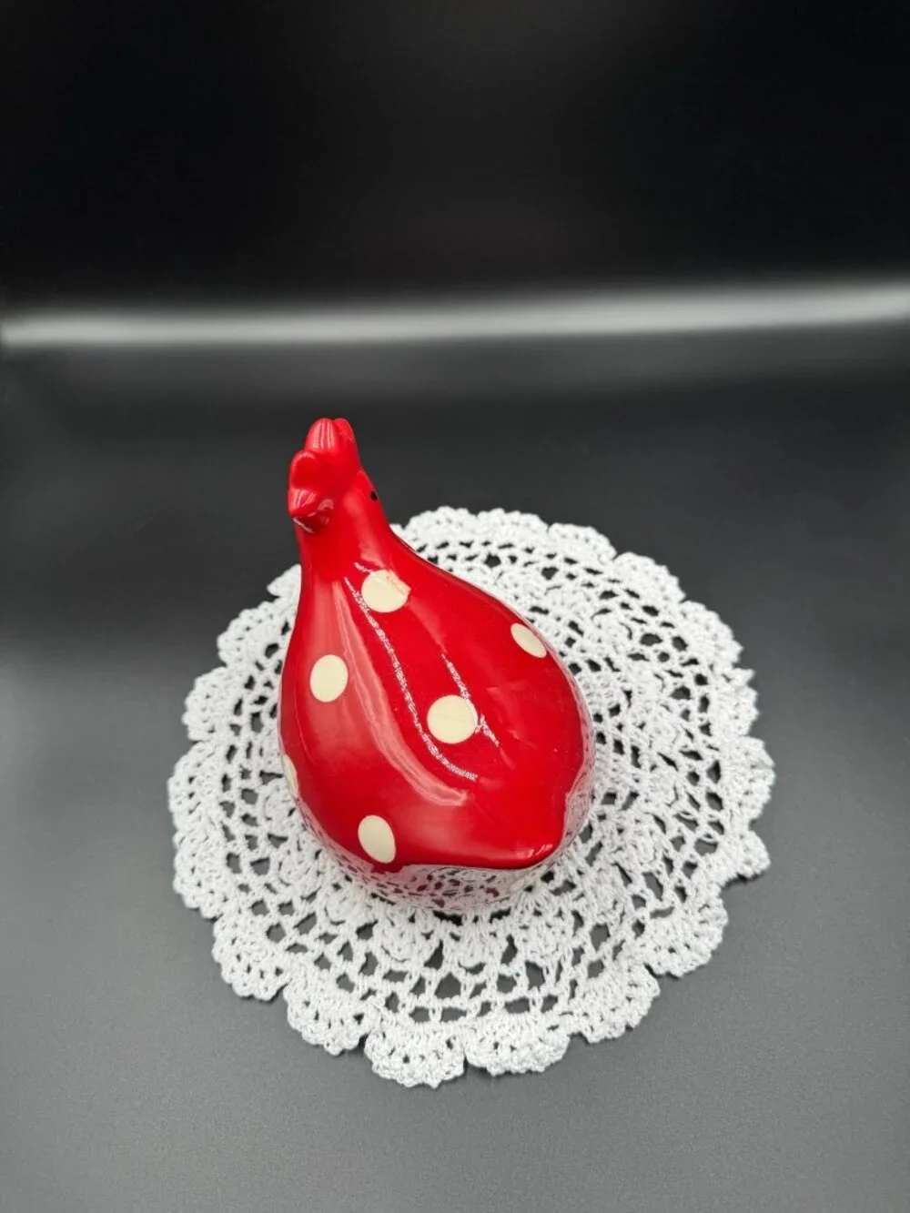 La Dolce Vita Hen House Red Polka Dot Ceramic Chicken